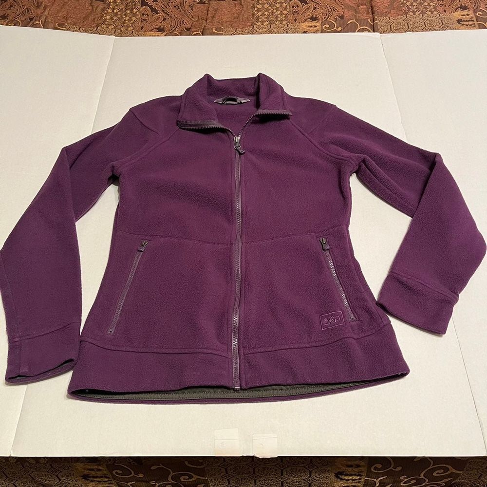 REI Womens Purple Full Zip Fleece Jacket Size Small Outdoor Hiking‎ Layer